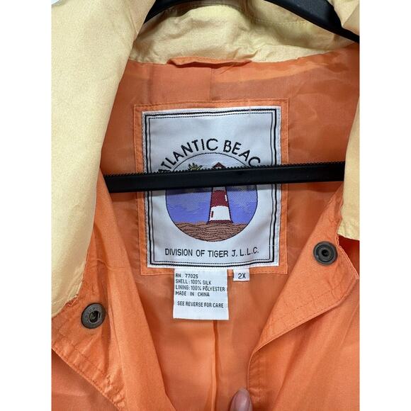Vintage Atlantic Beach Sz 2X Gold‎ Orange Shiny Windbreaker Tiger Button Jacket - Picture 2 of 9